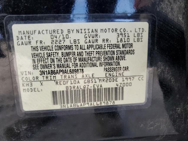 3N1AB6AP9AL689878 - 2010 NISSAN SENTRA 2.0 BLACK photo 12