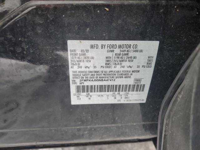 2FMPK4J95NBA47412 - 2022 FORD EDGE SEL BLACK photo 12