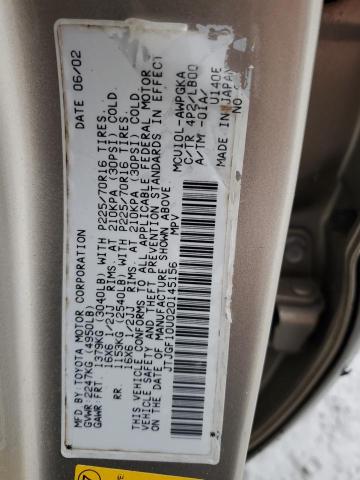 JTJGF10U020145156 - 2002 LEXUS RX 300 CREAM photo 13