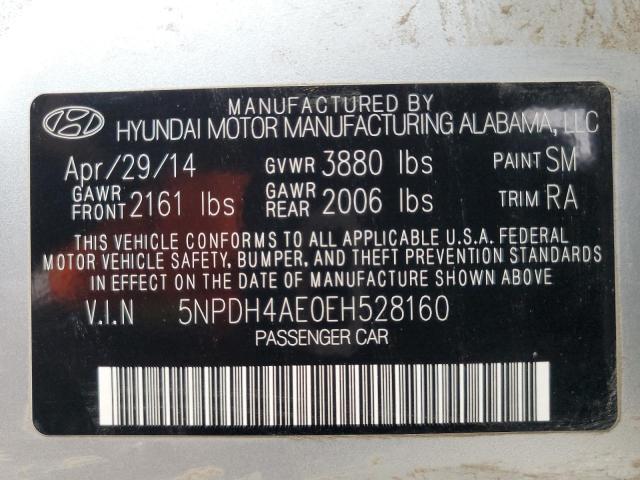 5NPDH4AE0EH528160 - 2014 HYUNDAI ELANTRA SE SILVER photo 13