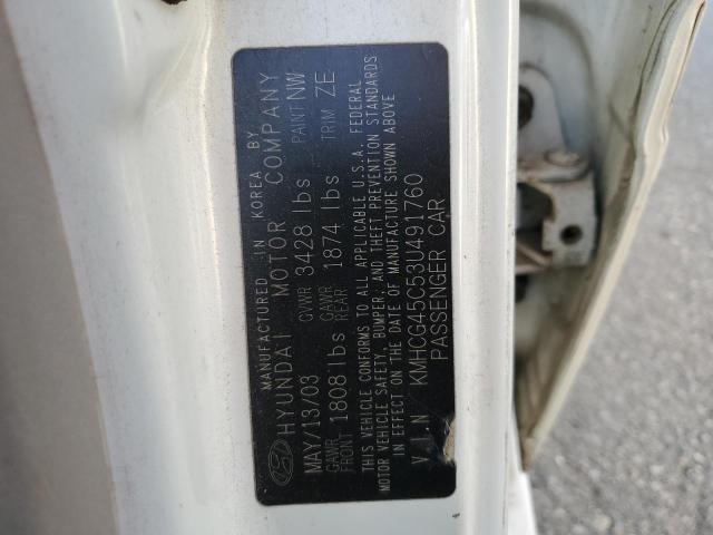 KMHCG45C53U491760 - 2003 HYUNDAI ACCENT GL WHITE photo 12