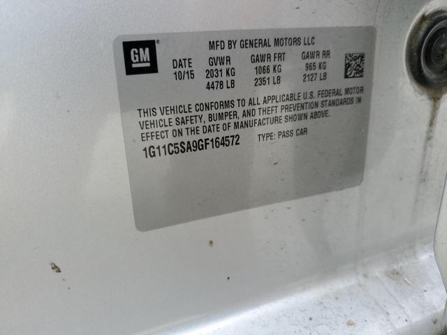 1G11C5SA9GF164572 - 2016 CHEVROLET MALIBU LIM LT 银色 照片 12