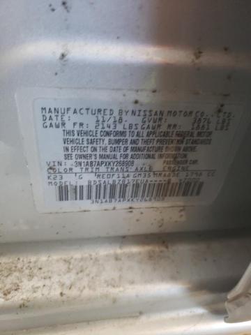 3N1AB7APXKY268908 - 2019 NISSAN SENTRA S SILVER photo 12