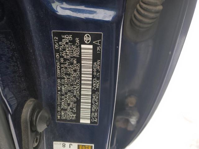 JTDKN3DU3C1549456 - 2012 TOYOTA PRIUS BLUE photo 12