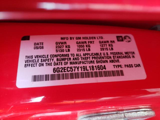 6G2EC57Y19L181604 - 2009 PONTIAC G8 GT RED photo 12