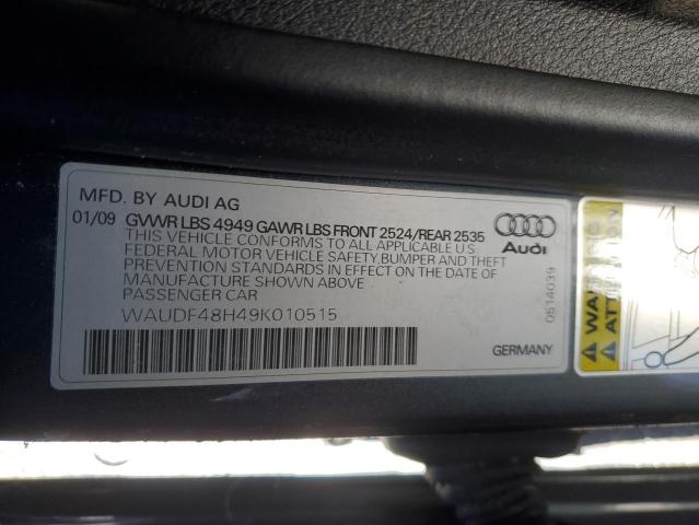 WAUDF48H49K010515 - 2009 AUDI A4 2.0T CABRIOLET QUATTRO GRAY photo 12