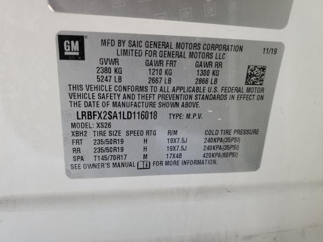 LRBFX2SA1LD116018 - 2020 BUICK ENVISION ESSENCE WHITE photo 13