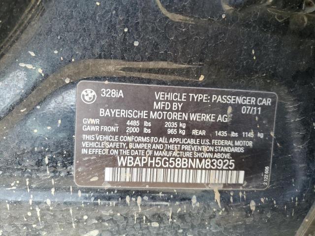 WBAPH5G58BNM83925 - 2011 BMW 328 I SULEV BLACK photo 12