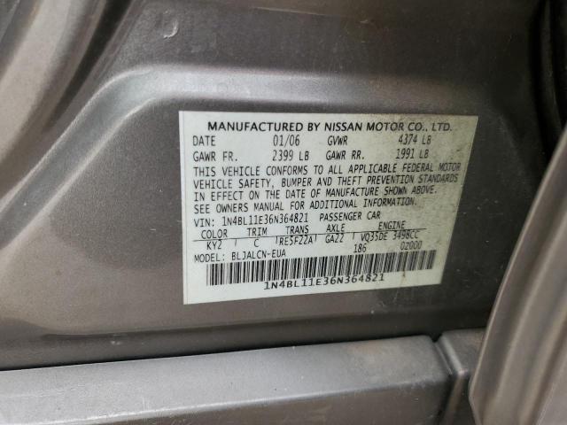 1N4BL11E36N364821 - 2006 NISSAN ALTIMA SE TAN photo 12