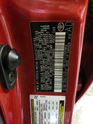 2T1BU40E79C108604 - 2009 TOYOTA COROLLA BASE BURGUNDY photo 12