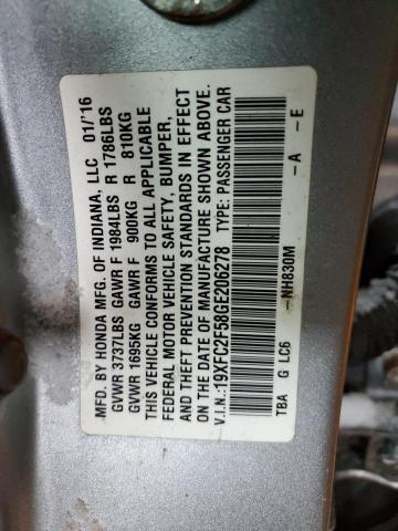 19XFC2F58GE206278 - 2016 HONDA CIVIC LX SILVER photo 12