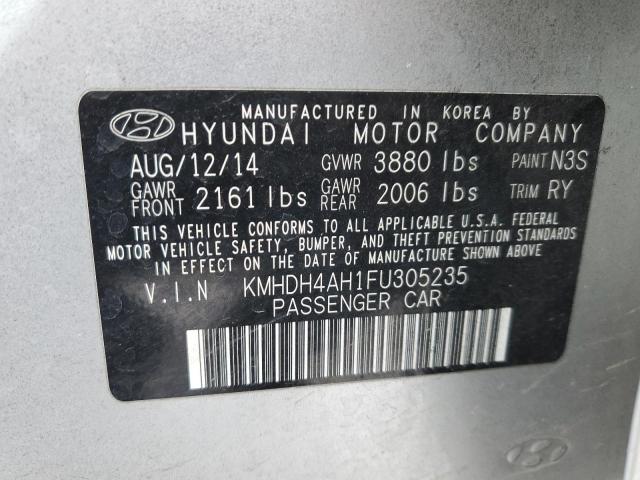 KMHDH4AH1FU305235 - 2015 HYUNDAI ELANTRA SE SILVER photo 12