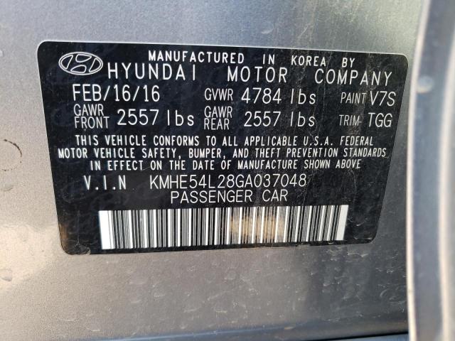 KMHE54L28GA037048 - 2016 HYUNDAI SONATA PLUG-IN HYBRID SILVER photo 12