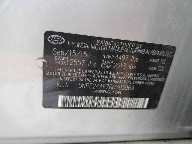 5NPE24AF7GH305969 - 2016 HYUNDAI SONATA SE SILVER photo 12