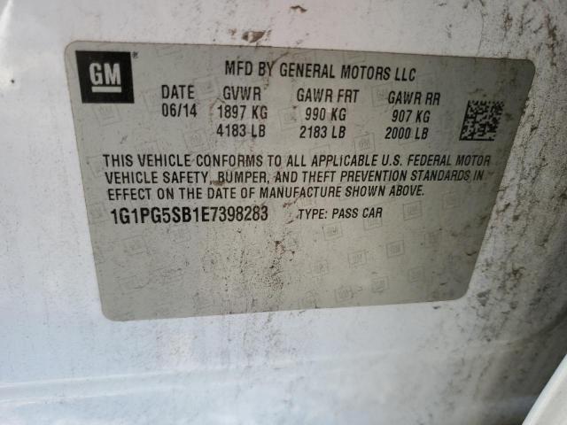 1G1PG5SB1E7398283 - 2014 CHEVROLET CRUZE LTZ WHITE photo 12