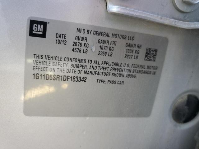 1G11D5SR1DF183342 - 2013 CHEVROLET MALIBU 1LT ვერცხლისფერი ფოტო 12