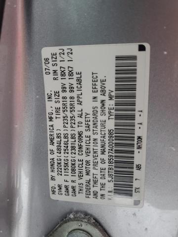 5J8TB18597A000985 - 2007 ACURA RDX TECHNO SILVER photo 13