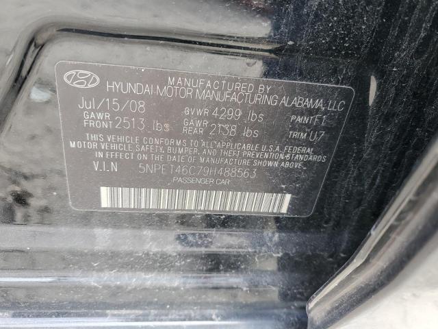 5NPET46C79H488563 - 2009 HYUNDAI SONATA GLS BLACK photo 12