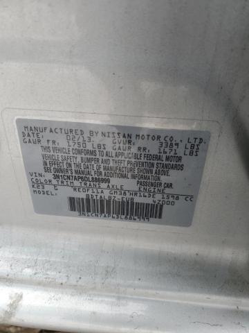 3N1CN7AP6DL886999 - 2013 NISSAN VERSA S SILVER photo 13