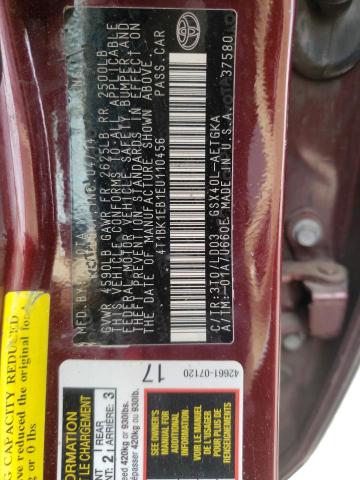 4T1BK1EB1EU110456 - 2014 TOYOTA AVALON BASE 红色 照片 10