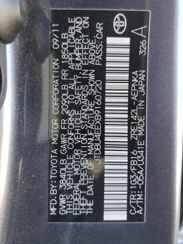 JTDBU4EEXB9160720 - 2011 TOYOTA COROLLA BASE GRAY photo 13