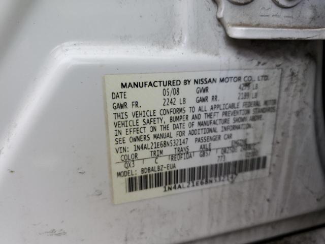 1N4AL21E68N532147 - 2008 NISSAN ALTIMA 2.5 WHITE photo 12