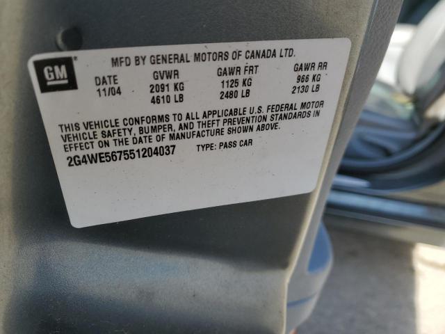 2G4WE567551204037 - 2005 BUICK LACROSSE CXS Mavi foto 12