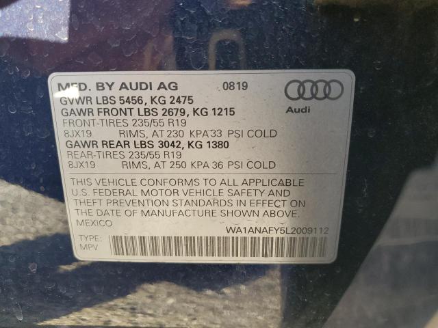 WA1ANAFY5L2009112 - 2020 AUDI Q5 PREMIUM BLUE photo 12