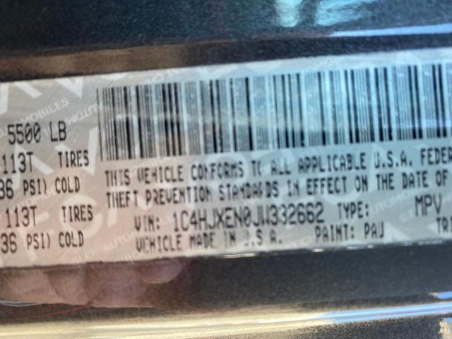 1C4HJXEN0JW332662 - 2018 JEEP WRANGLER U SAHARA BLACK photo 10