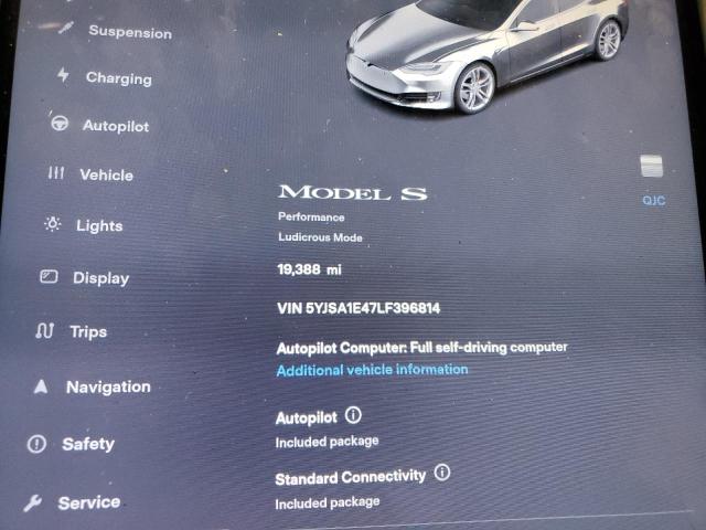 5YJSA1E47LF396814 - 2020 TESLA MODEL S Սպիտակ լուսանկար 9