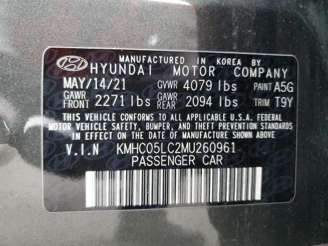 KMHC05LC2MU260961 - 2021 HYUNDAI IONIQ LIMITED GRAY photo 13