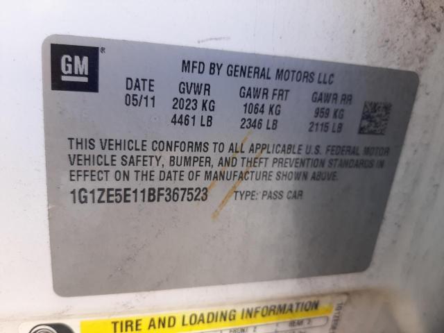 1G1ZE5E11BF367523 - 2011 CHEVROLET MALIBU LTZ თეთრი ფოტო 12