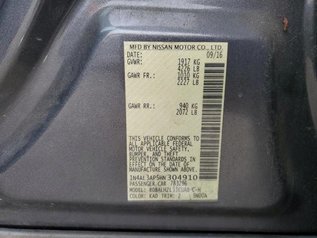 1N4AL3AP5HN304910 - 2017 NISSAN ALTIMA 2.5 GRAY photo 12