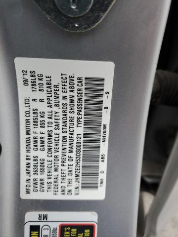 JHMZE2H53DS000121 - 2013 HONDA INSIGHT LX SILVER photo 12