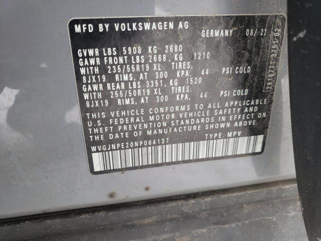 WVGJNPE20NP064137 - 2022 VOLKSWAGEN ID.4 PRO GRAY photo 13