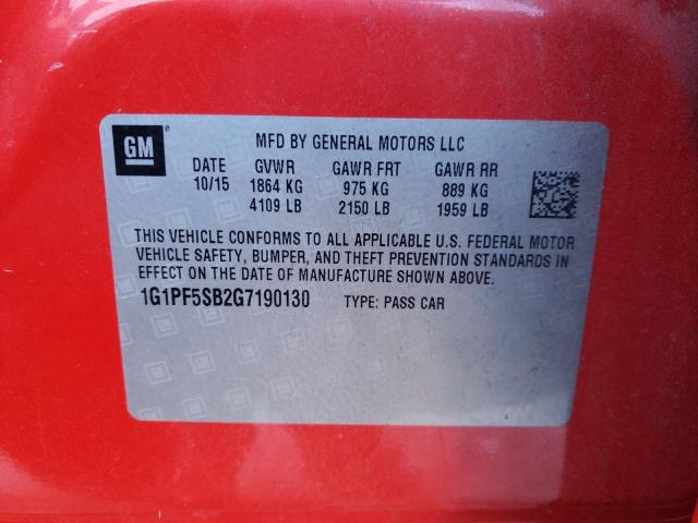 1G1PF5SB2G7190130 - 2016 CHEVROLET CRUZE LIMI LT RED photo 13