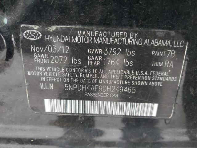 5NPDH4AE9DH249465 - 2013 HYUNDAI ELANTRA GLS BLACK photo 13