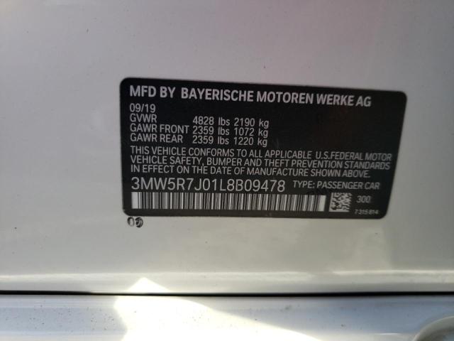 3MW5R7J01L8B09478 - 2020 BMW 330XI Белый фото 12