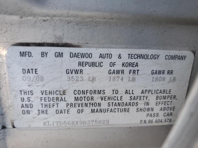 KL1TD56EX9B375629 - 2009 CHEVROLET AVEO LS Gümüş foto 12