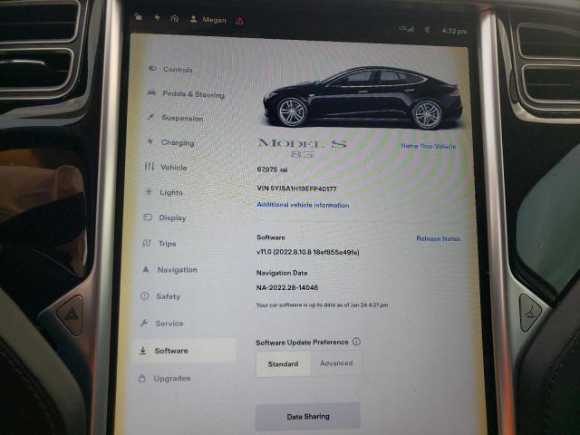 5YJSA1H19EFP40177 - 2014 TESLA MODEL S BLACK photo 9