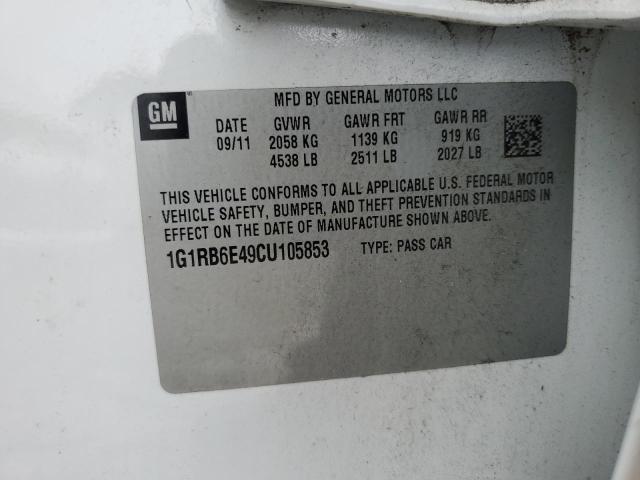 1G1RB6E49CU105853 - 2012 CHEVROLET VOLT WHITE photo 12