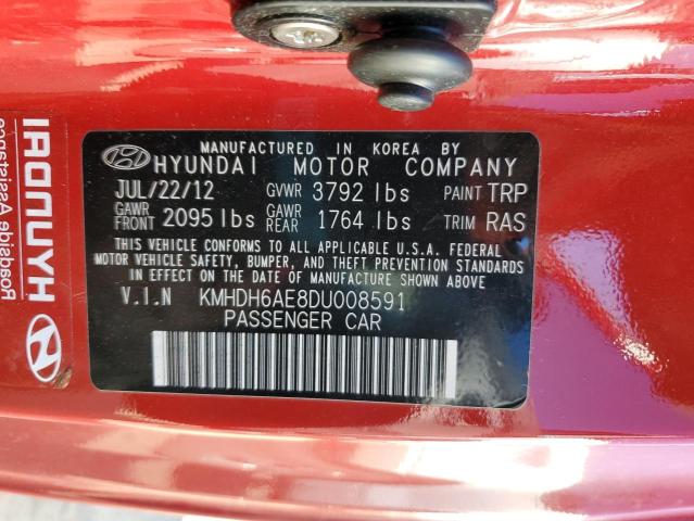 KMHDH6AE8DU008591 - 2013 HYUNDAI ELANTRA CO GS RED photo 12