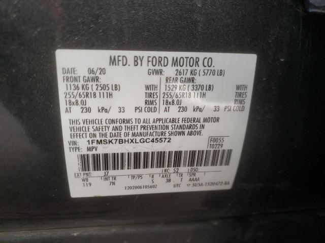 1FMSK7BHXLGC45572 - 2020 FORD EXPLORER GRAY photo 13