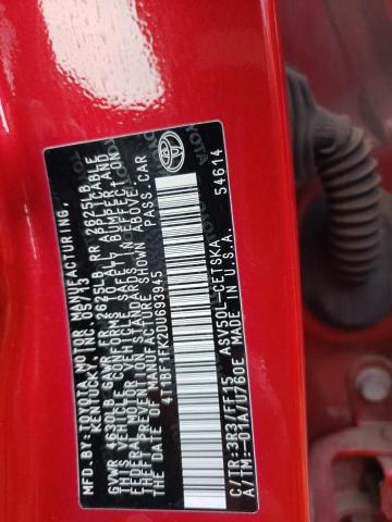 4T1BF1FK2DU693945 - 2013 TOYOTA CAMRY L RED photo 12