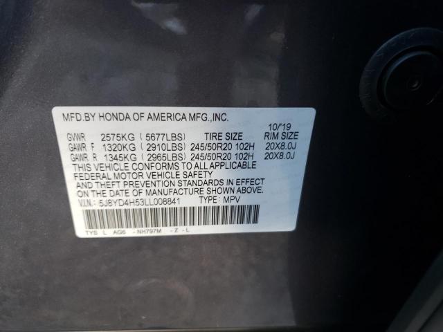 5J8YD4H53LL008841 - 2020 ACURA MDX TECHNOLOGY GRAY photo 13