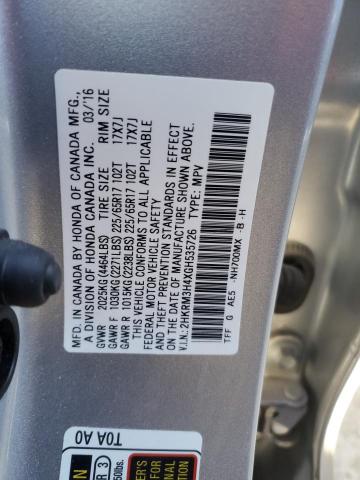 2HKRM3H4XGH535726 - 2016 HONDA CR-V SE SILVER photo 13