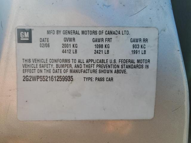 2G2WP552161259935 - 2006 PONTIAC GRAND PRIX SILVER photo 12