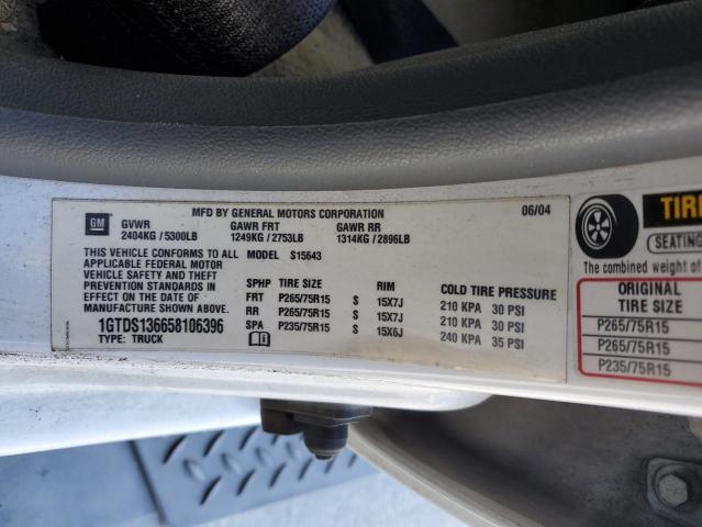 1GTDS136658106396 - 2005 GMC CANYON WHITE photo 13