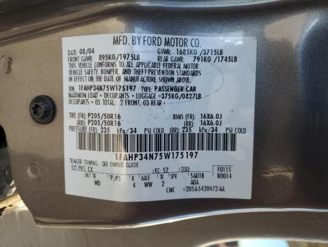 1FAHP34N75W175197 - 2005 FORD FOCUS ZX4 GRAY photo 12