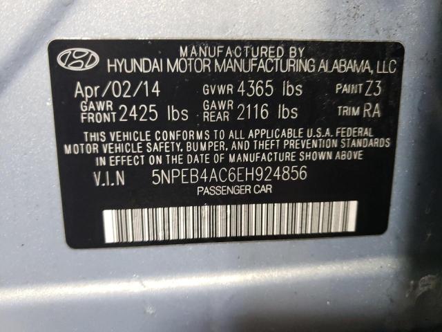 5NPEB4AC6EH924856 - 2014 HYUNDAI SONATA GLS SILVER photo 12